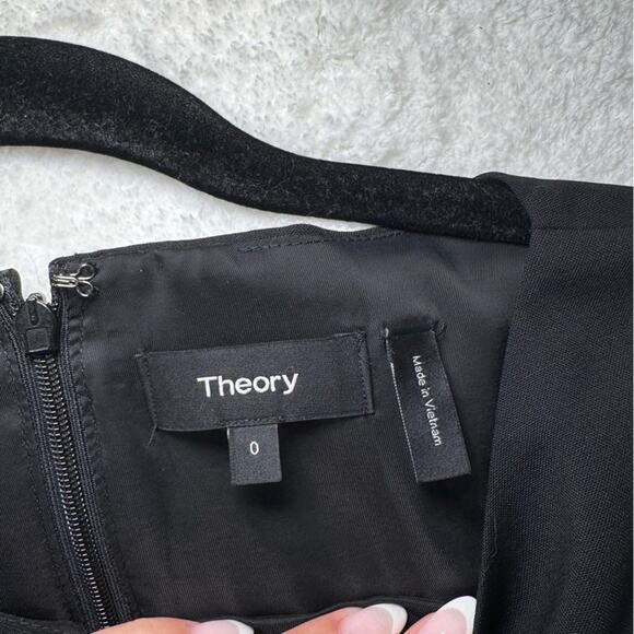 Theory Wool Black Sleeveless Mini Dress Virgin Wool Blend Size 0 - Picture 9 of 10